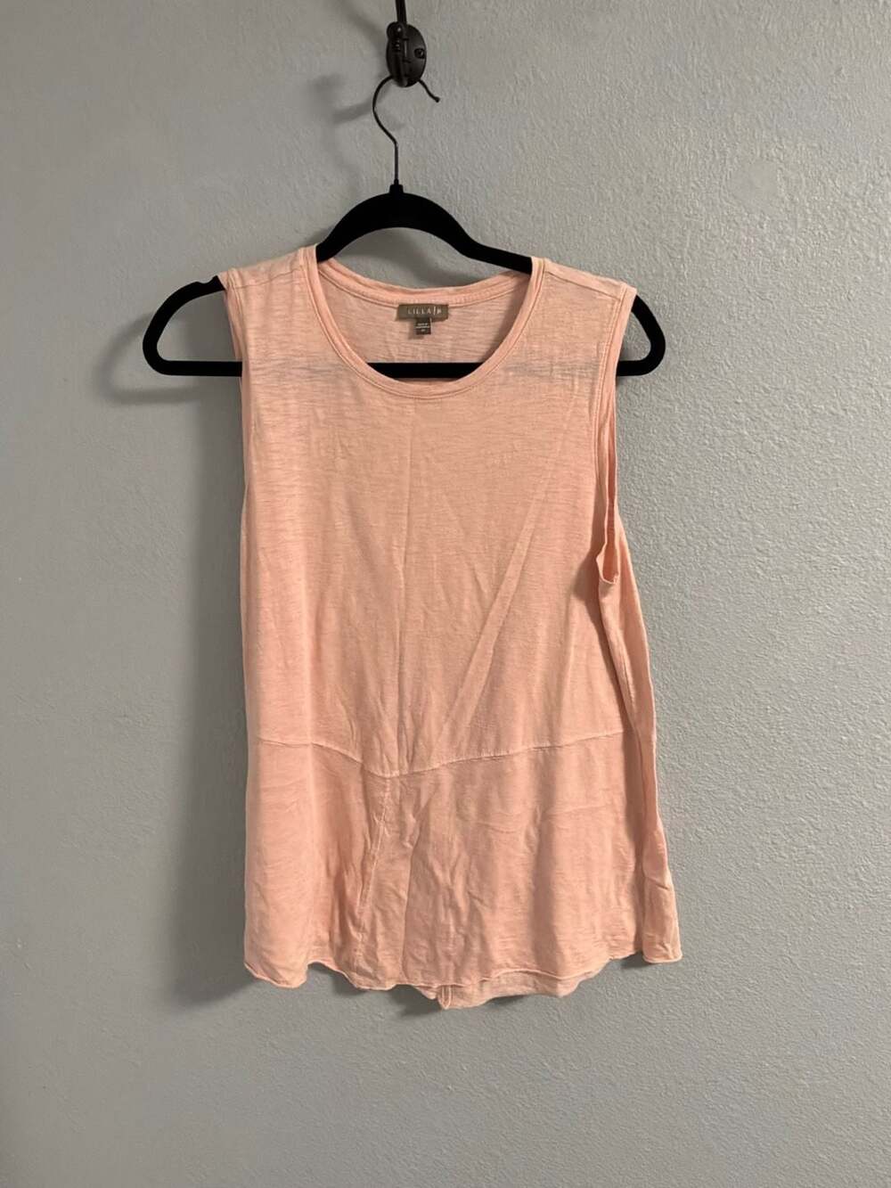 Lilla P Tank Top Size M Light Pink Sleeveless Raw Edge Hem